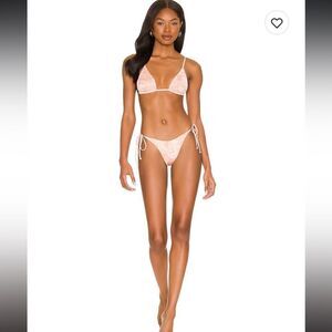 L*Space XS Brittany top and M Lennox Bottom shimmer metallic tie dye swirl